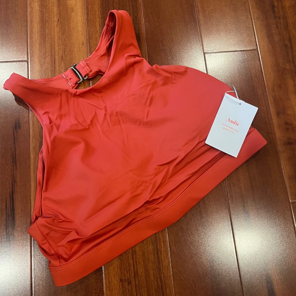 Andie Luzon Bikini Top Swim High Neck Chili Pepper Red AT198 New Size Medium